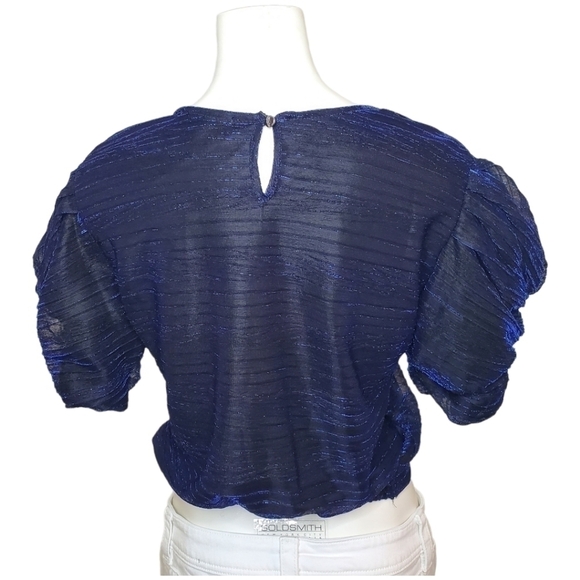 ZATA Blouse Metallic Sparkles and Puffed Sleeves Size M - Picture 4 of 9